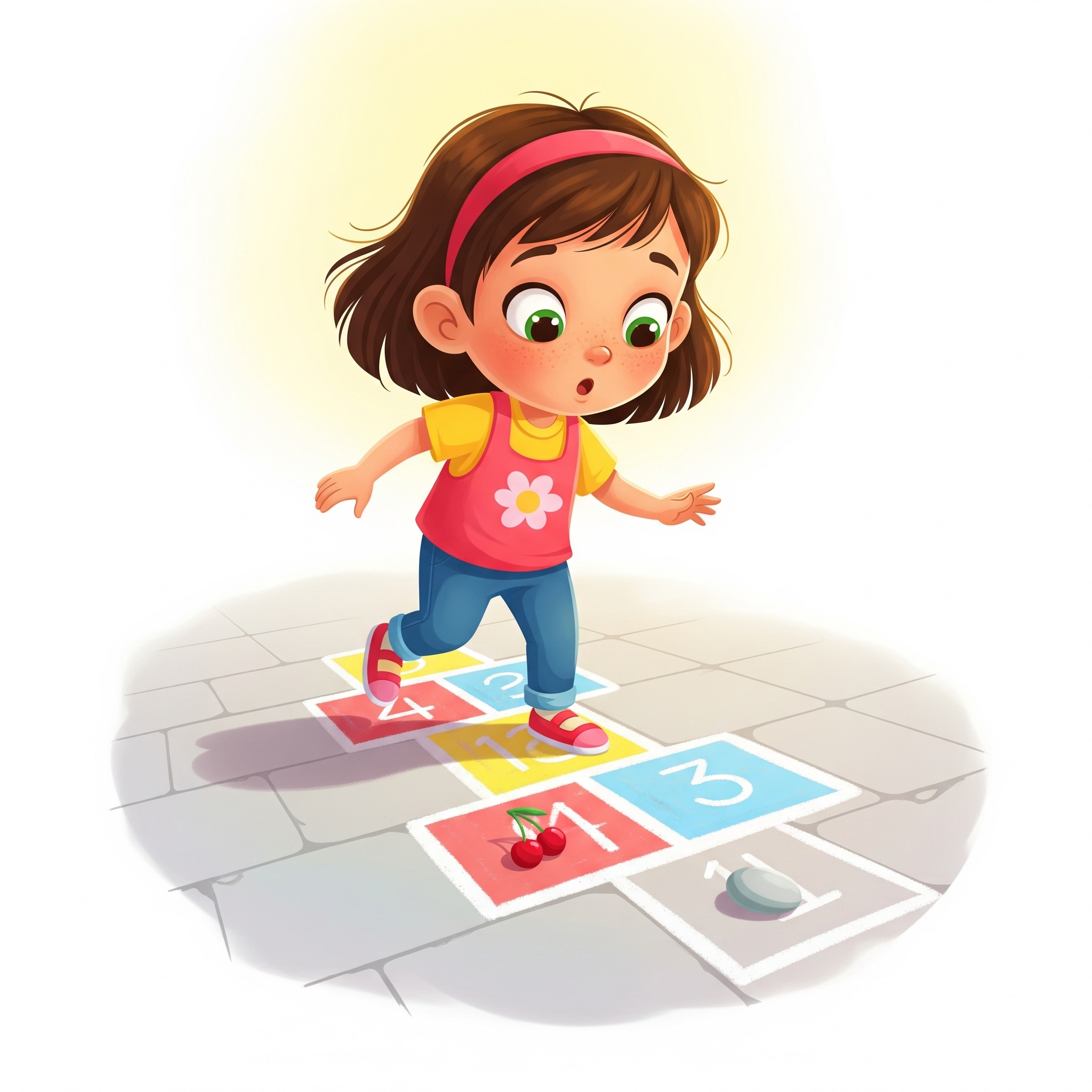 Child playing hopscotch